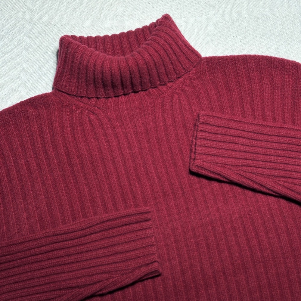 Polo Ralph Lauren Turtleneck Sweater Mens Large Wool Cashmere Ribbed Red Vintage